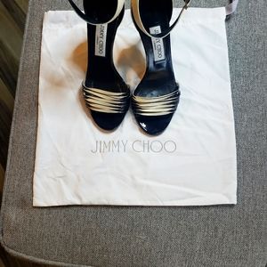 Jimmy Chow Two-tone Strappy Leather Sandal Size 37/7